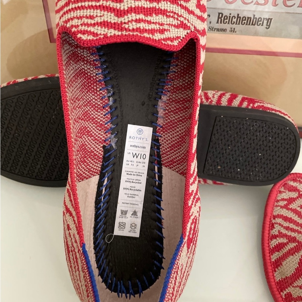 Rothy’s Red Zebra Loafers Size 10 - image 3